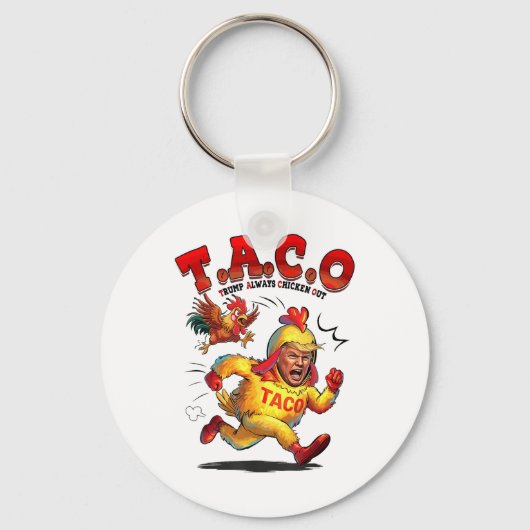 タコおもしろいトランプ常にシャツの男性のWomを鶏 キーホルダー (正面)