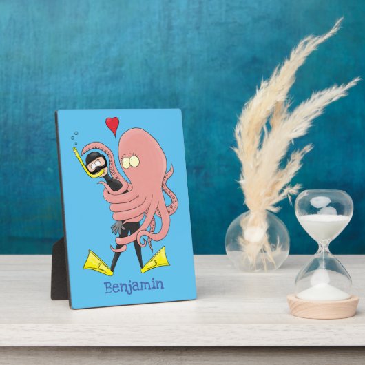 タコおもしろいハグdiverのユーモア フォトプラーク (側面)