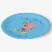 タコおもしろいハグdiverのユーモア ペーパープレート (アングル)