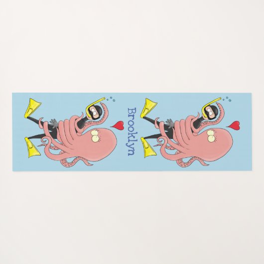 タコおもしろいハグdiverのユーモア ヨガマット (裏面(横))