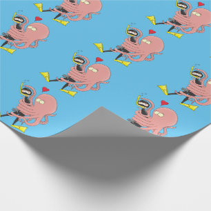 タコおもしろいハグdiverのユーモア ラッピングペーパー
