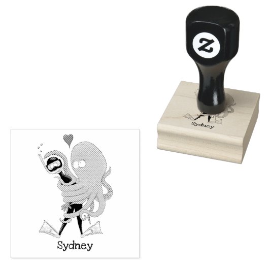 タコおもしろいハグdiverのユーモア ラバースタンプ (押印)