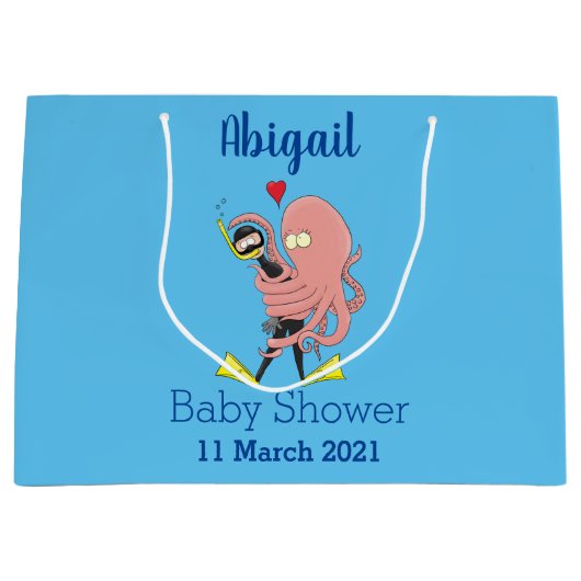 タコおもしろいハグdiverのユーモア ラージペーパーバッグ (正面)