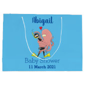 タコおもしろいハグdiverのユーモア ラージペーパーバッグ (裏面)