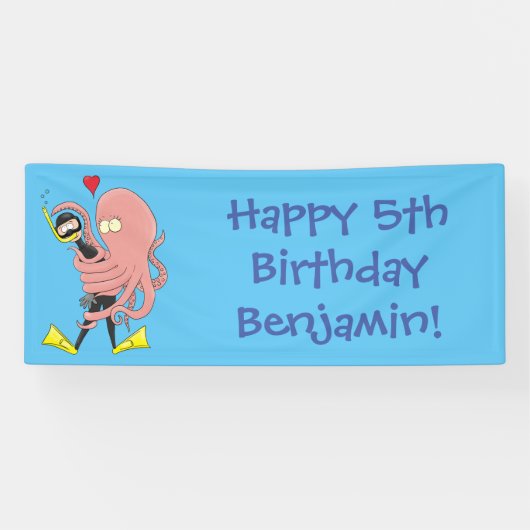 タコおもしろいハグdiverのユーモア 横断幕 (横)