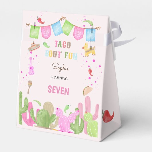 タコおもしろいフィエスタメキシコの少女の誕生日 フェイバーボックス (裏面サイド)
