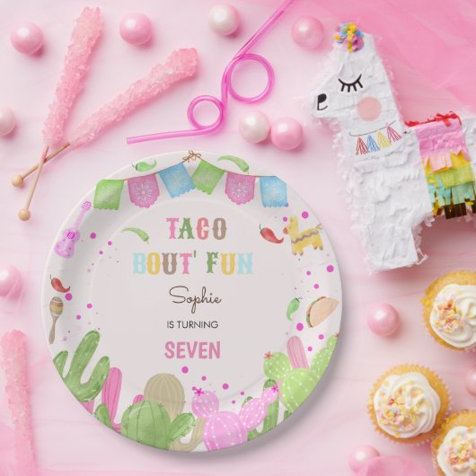 タコおもしろいフィエスタメキシコの少女の誕生日 ペーパープレート (パーティー)