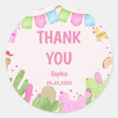 タコおもしろいフィエスタメキシコの少女の誕生日 ラウンドシール (正面)