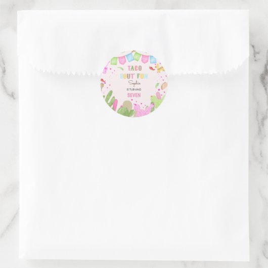 タコおもしろいフィエスタメキシコの少女の誕生日 ラウンドシール (バッグ)