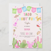 タコおもしろいフィエスタメキシコの少女の誕生日 招待状 (正面)