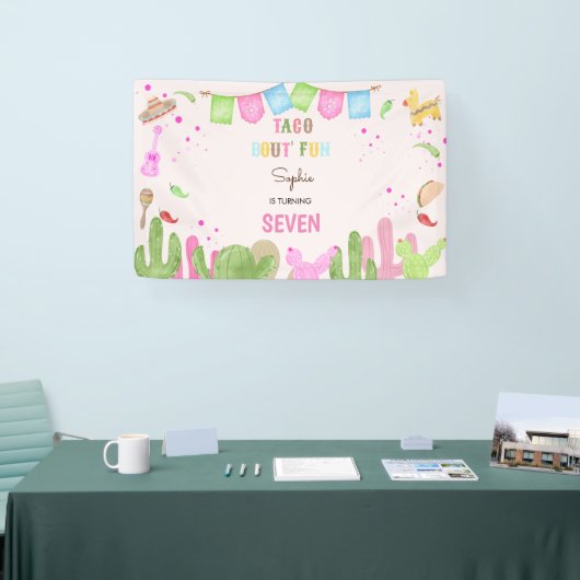 タコおもしろいフィエスタメキシコの少女の誕生日 横断幕 (トレードショー)