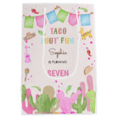 タコおもしろいフィエスタメキシコ子供の誕生日 ミディアムペーパーバッグ (裏面)