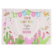 タコおもしろいフィエスタメキシコ子供の誕生日 ラージペーパーバッグ (裏面)