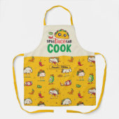 タコおもしろいプン眼鏡調理師メキシコ食の恋人 エプロン (正面)