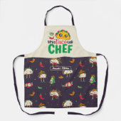タコおもしろいプン華やかなシェフメキシコ料理愛好家 エプロン (正面)