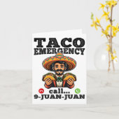 タコおもしろい緊急電話9 Juan Juan For Cinco De カード (黄色い花)
