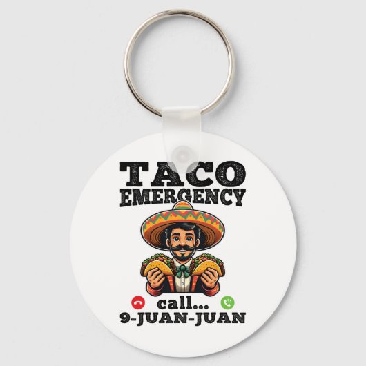 タコおもしろい緊急電話9 Juan Juan For Cinco De キーホルダー (正面)