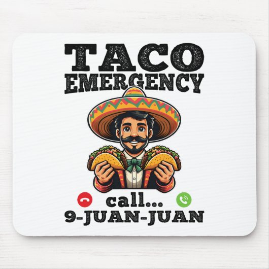 タコおもしろい緊急電話9 Juan Juan For Cinco De マウスパッド (正面)
