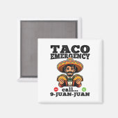 タコおもしろい緊急電話9 Juan Juan For Cinco De マグネット (正面/裏面)