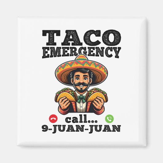 タコおもしろい緊急電話9 Juan Juan For Cinco De マグネット (正面)
