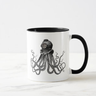 タコおよびダイビングのヘルメット マグカップ