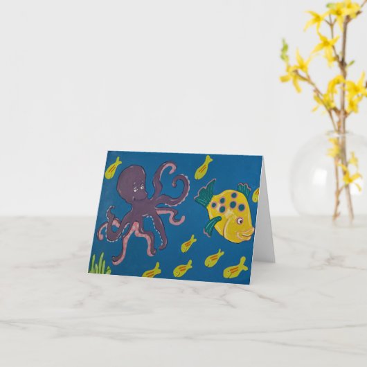 タコおよび友人 カード (黄色い花)