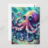 タコお洒落オイル塗装航海のビーチ ポストカード (正面/裏面)