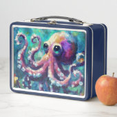 タコお洒落オイル塗装航海のビーチ メタルランチボックス (インサイチュ)