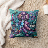 タコお洒落フローラティール（緑がかった色）パープルブルー沿岸 クッション (ブランケット)