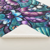 タコお洒落フローラティール（緑がかった色）パープルブルー沿岸 シェルパブランケット (3/4)