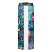 タコお洒落フローラティール(緑がかった色)パープルブルー沿岸 タンブラー (裏面)