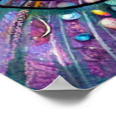 タコお洒落フローラティール(緑がかった色)パープルブルー沿岸 ポスター (角)