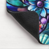 タコお洒落フローラティール(緑がかった色)パープルブルー沿岸 マウスパッド (コーナー)