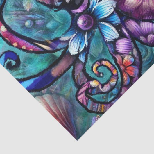 タコお洒落フローラティール(緑がかった色)沿岸デコパージュ 薄葉紙 (詳細)