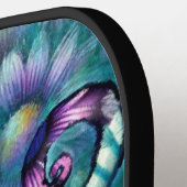 タコお洒落フローラティール（緑がかった色）沿岸パーソナライズされた ピックルボールラケット (左詳細)