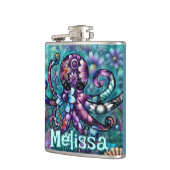 タコお洒落フローラティール(緑がかった色)沿岸パーソナライズされた フラスク (左)