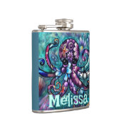 タコお洒落フローラティール(緑がかった色)沿岸パーソナライズされた フラスク (右)