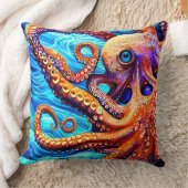 タコお洒落ブルー海波キュービズム クッション (ブランケット)