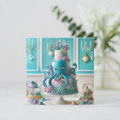 タコお洒落飾子供の誕生日ケーキ カード (スタンド正面)