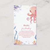 タコかわいいピンクの水彩少女の本ベビー エンクロージャーカード (正面)
