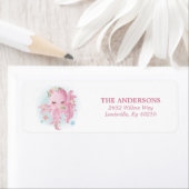 タコかわいいピンクの水色ベビーシャワーアドレス ラベル (インサイチュ)