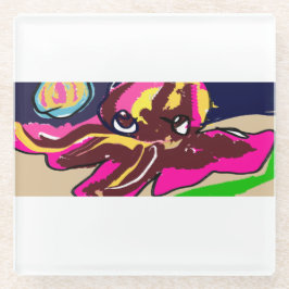 タコかわいい ガラスコースター