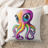 タコかわいい – 大きな目ときらめくスタイル。 クッション (ブランケット)