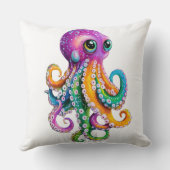 タコかわいい – 大きな目ときらめくスタイル。 クッション (裏面)