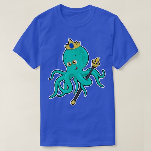 タコがトライデントとキング Tシャツ (デザイン正面)