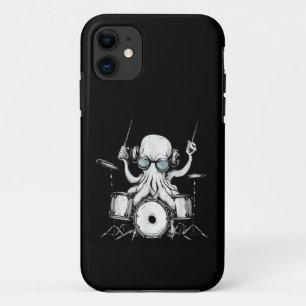 タコがドラム演奏 ドラム奏者 ドラマー バンド iPhone 11 ケース
