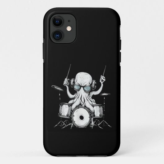 タコがドラム演奏 ドラム奏者 ドラマー バンド Case-Mate iPhoneケース (裏面)
