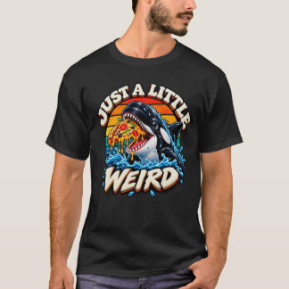 タコがピザを食べる面白いデザイン Tシャツ