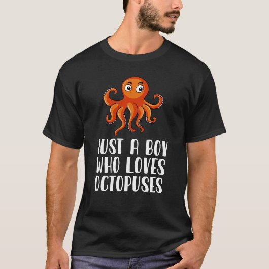 タコが大好きな少年 Tシャツ (正面)