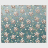 タコが深いグリーンシーラッピング紙 ラッピングペーパー (フラット)